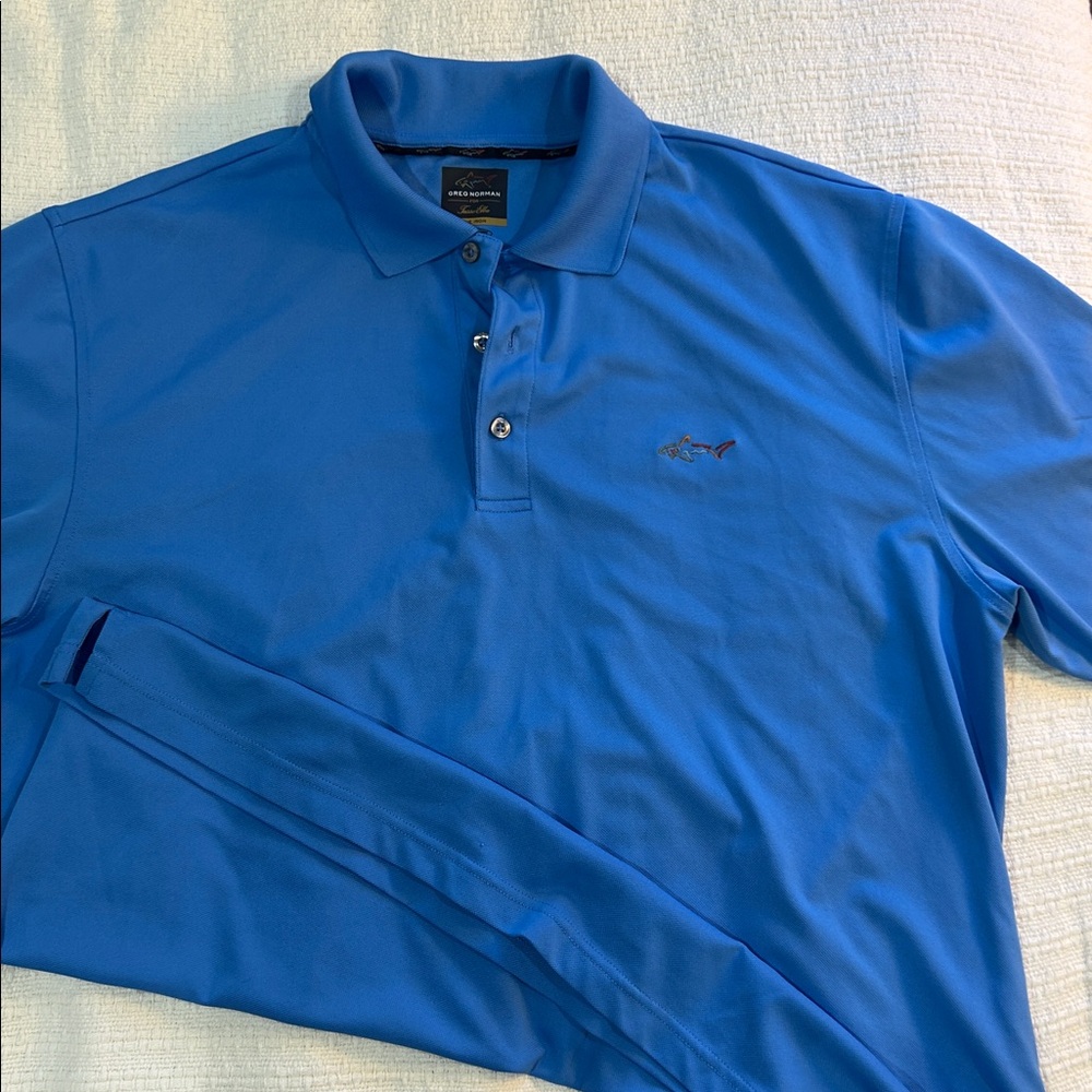 Greg Norman golf Blue Polo Shirt